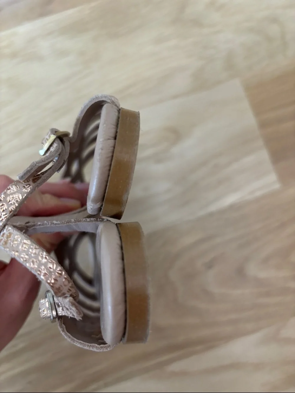 Eli1957 Girls Strappy Rose Gold Leather Slingback Sandals